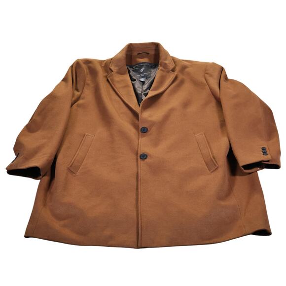 Shaquille O'Neal Coat Mens 4XL Tall Brown Wool Blend Overcoat 2 Button Classic - Picture 1 of 7